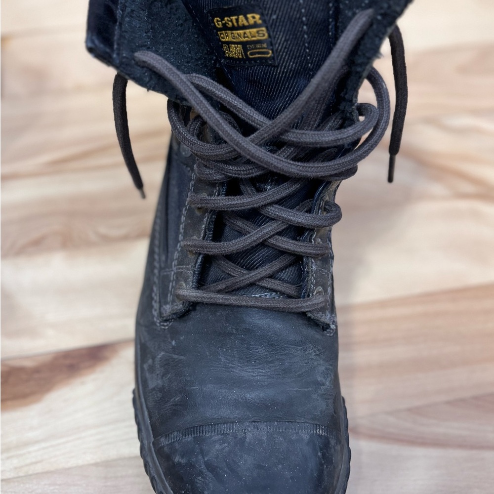 G-Star Men's Dark Leather Lace-Up Boots